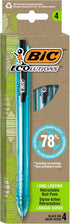 BIC Ecolutions Ocean-Bound Ball Pens, Medium Point (1.0mm), 4-Count Pack, Black Ink Pens Made from 78% Ocean-Bound Recycled Plastic...