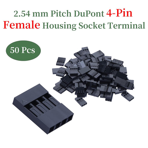 50 Sets Dupont 2.54 mm Pitch 4-Pin Female Adapter Cable Connector Accessories. 250 Pieces 2.54 mm Pitch Dupont 4-Pin Adapter Connector Female Hous...