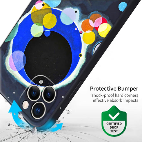 Berkin Arts Compatible with iPhone 11 Pro Max Case Silicone Cover with Screen Protector Color Field Colorful Moongate (Several Circles by Wassily ...