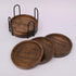 Mango Wood Coasters for Drinks with Iron Holder Stand Set of 5 for Countertop and Surfaces from Water Marks or Damage (4.5 x 4.5 x 0.5)...
