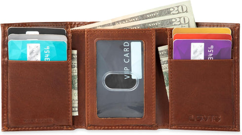 Levi's Men's Trifold Wallet-Sleek and Slim Includes Id Window and Credit Card Holder, Tan, One Size...