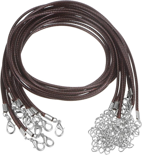 10pcs Waxed Necklace Cord Bulk, 16 Inches and 2mm Dia Necklace String Rope with Clasp for Pendants, Bracelets, Necklaces, Jewelry Making Beading S...