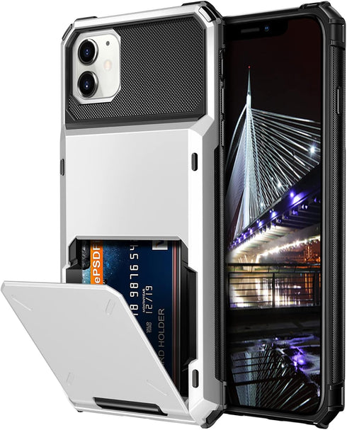 Vofolen Case for iPhone 11 Case Protective Wallet 4-Card Holder ID Slot Flip Door Hidden Pocket Anti-Scratch Dual Layer Hybrid TPU Bumper Armor Ha...