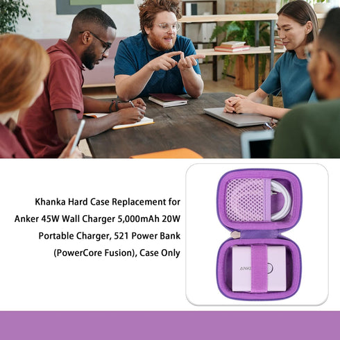 khanka Hard Case Replacement for Anker 45W Wall Charger 5,000mAh 20W Portable Charger, 521 Power Bank (PowerCore Fusion), Case Only (Purple)......