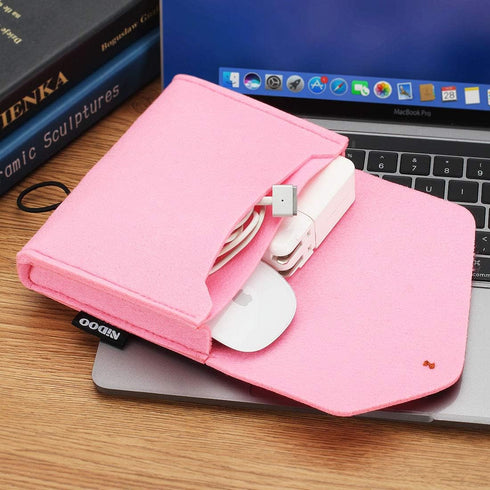 NIDOO Portable Felt Storage Bag, Electronics Accessories Protective Case Pouch for MacBook Power Adapter, Mouse, Cellphone, Cables, SSD, HDD, Powe...
