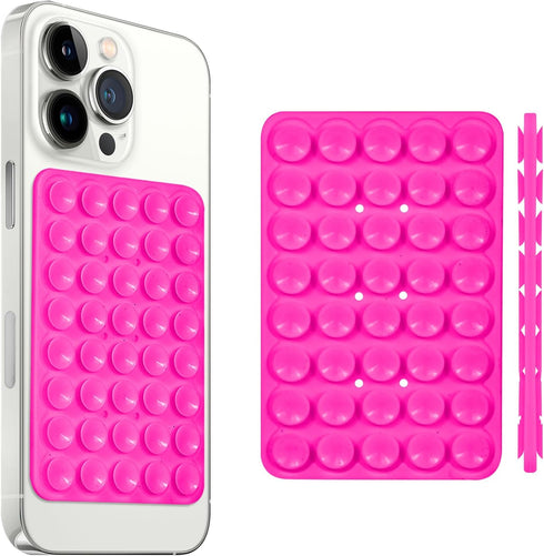 Suction Cup Phone Case Mount Double-Sided,Silicon Sticky Phone Stand for iPhone and Android, Hands-Free Strong Grip Holder for Selfies and Videos ...