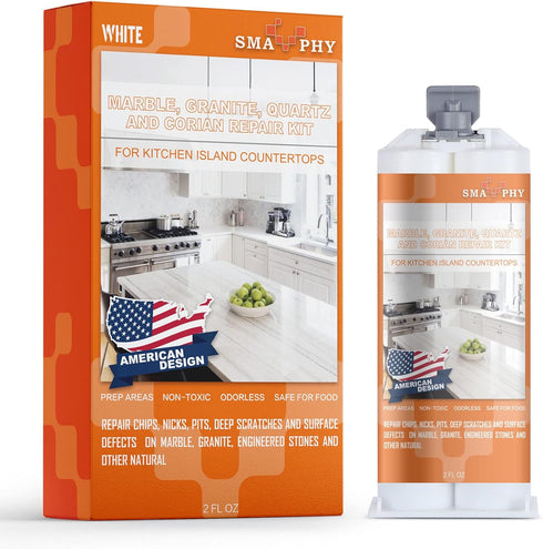 Quartz Countertop Repair Kit(White), Quartz Chip Repair Kit, Marble & Granite Repair to Fix Chips, Nicks, Cracks and Scratches on Granite, Marble,...