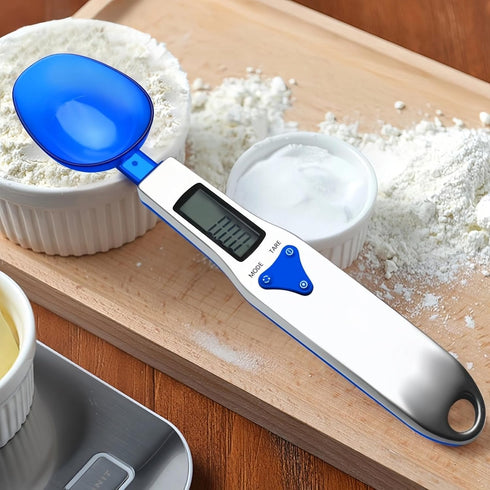 Yoidesu Digital Kitchen Scale, Electronic Gram Measuring Spoon, 500g/0.1g Blue Cute Digital Weight Scale Spoon with 3 Measuring Spoons for Portion...