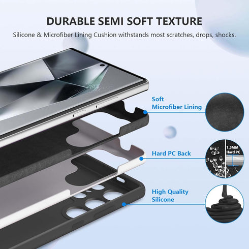 ZUSLAB Silicone Case Compatible with Samsung Galaxy S24 Ultra 6.8 Inches, TPU Rubber Gel Cover Support Wireless Charging, Anti-Scratch Shockproof ...