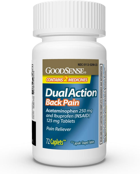 GoodSense Dual Action Acetaminophen and Ibuprofen (NSAID) Tablets, 250 mg/125 mg, Back Pain, 72 Count...