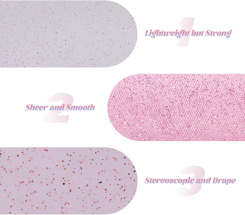 Glitter Tulle Rolls 6” by 50 Yards Sparkle Tulle Fabric Ribbon Sequin Tulle Netting Rolls for DIY Tutu Skirt Wedding Birthday Party Decoration (Li...