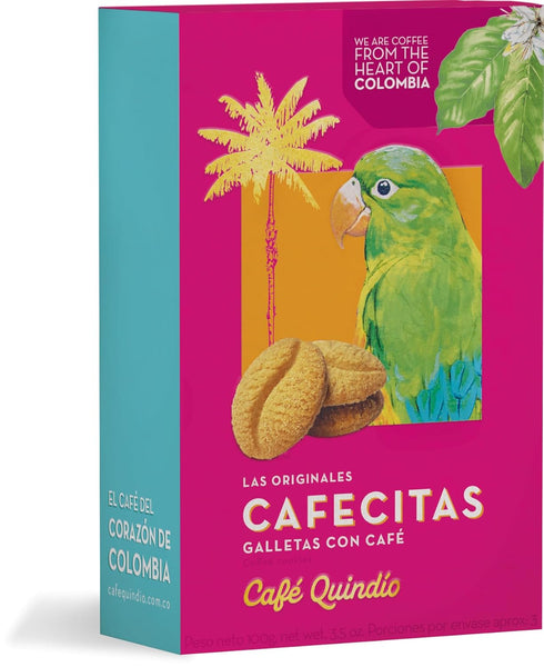Cafe Quindio Coffee Cookies Cafecitas 3.5 oz (100g) Box - Approximately 22 Cookies...