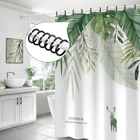 Black Shower Curtain Hooks, 24pcs Plastic Shower Curtain Rings, C Rings Hook Hanger for Bathroom Shower Window Rod...