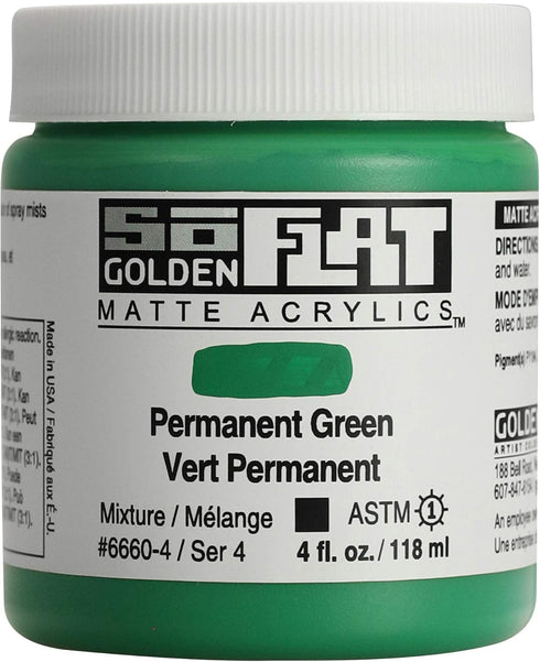 Golden SoFlat Acrylics, Permanent Green (4 fl. oz./ 118 ml Jar)...
