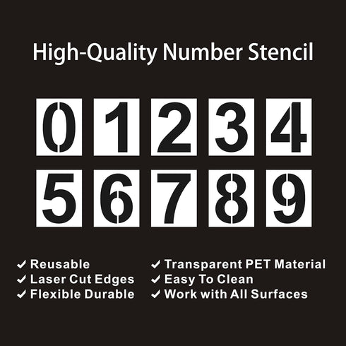 8 Inch Number Stencils Plastic Number Stencils Reusable Digital Painting Templates for Cake Stencil Address Number Painting Stencils Templates...
