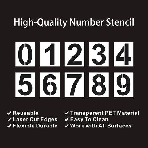 8 inch Number Stencils Set 0-9 Address Number Stencil Templates Reusable Plastic Number Stencils for Cake Stencil Number Painting Stencils Templat...