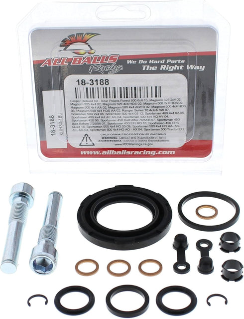All Balls Racing 18-3188 Caliper Rebuild Kit Rear Compatible with/Replacement For Polaris Magnum 325 2x4 2002, Magnum 500 4x4 AB FB 2002, Magnum 5...