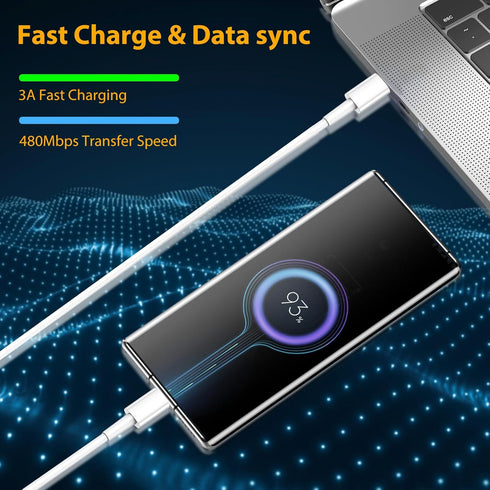 2-Pack USB C to USB C 60W Cable, USB Type C Fast Charging Compatible with Android Samsung Galaxy S23/S22/S21/S21+/S20+ Ultra, Note 20/10 Ultra, Ai...