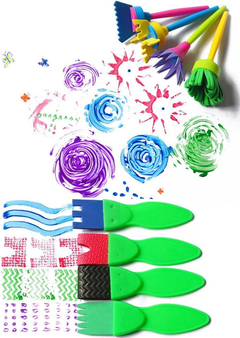 Art & Craft Painting Drawing Tools Mini Flower Sponge Brush Set Fun Kits Early DIY Learning...