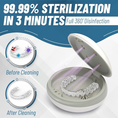 Premium UV Retainer Case with Fan for Hygienic Storage and Cleaning. Removable Silicon Insert. UVC Retainer Cleaner and Case Disinfects and Remove...