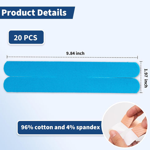 20PCS Sports Tape, Knee Tape Elastic Cotton, Kinesiology Tape Precut Strips Waterproof Breathable Physical Therapy Tape Athletic Tape for Muscle P...