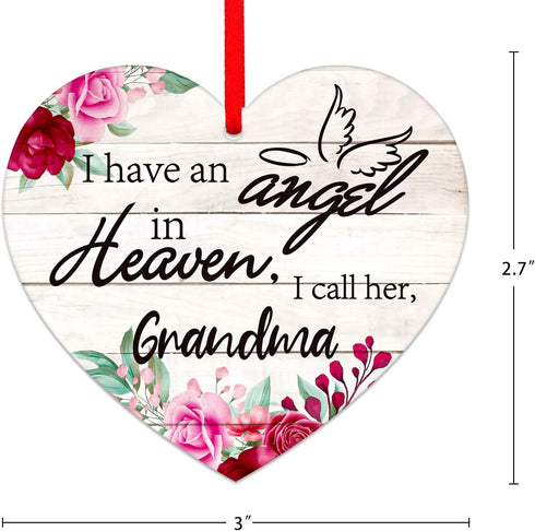 SICOHOME Memorial Christmas Ornament, I Have an Angel in Heaven, 2.7" x 3" Sympathy Gift for Loss of Grandma, In Loving Memory of Grandma...