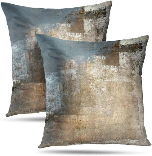Grey and Beige Abstract Art Contemporary Pillow Cover, Modern Neutral Decorative Throw Pillows Cushion Cover for Bedroom Sofa Living Room 18 x 18 ...
