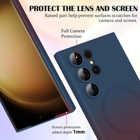 for Samsung Galaxy S23 Ultra 5G Magnetic Case, Luxury Cute Soft Liquid Silicone Case Bumper Anti-Scratch Shockproof Full Camera Protector Multicol...