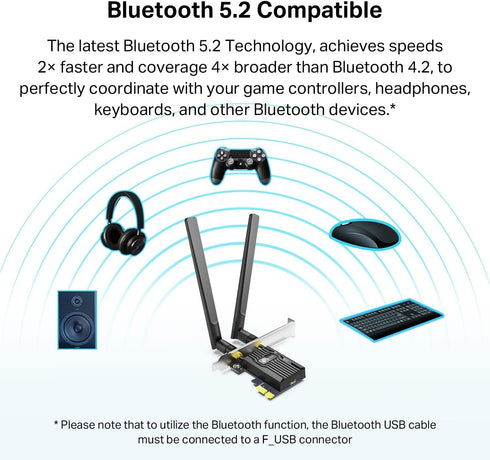 TP-Link WiFi 6 PCIe WiFi Card for Desktop PC AX1800 (Archer TX20E), Bluetooth 5.2, WPA3, 802.11ax Dual Band Wireless Adapter with MU-MIMO, Ultra-L...