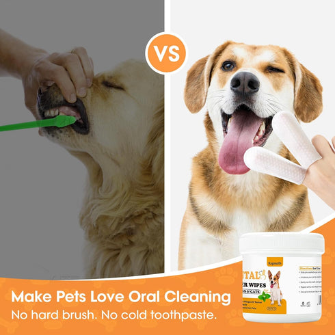 Dog Teeth Cleaning Wipes, Wider Dog Dental Wipes for Teeth, Reduce Plaque & Tartar, Freshen Breath,Safe& Natural Pet Dental Finger Wipes for Dogs ...