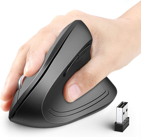 iClever Ergonomic Mouse, WM101 Wireless Vertical Mouse 6 Buttons with Adjustable DPI 1000/1600/2000/2400 Comfortable 2.4G Optical Ergo Mouse for L...