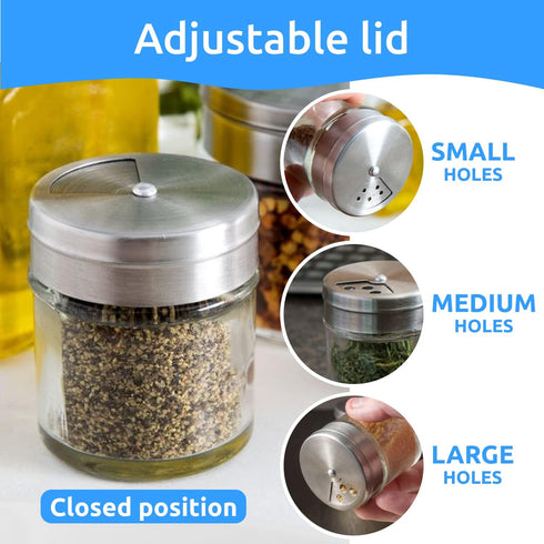 CUSINIUM 2-Pack 1.5oz Glass Spice Seasonings Shaker With Adjustable Lid...