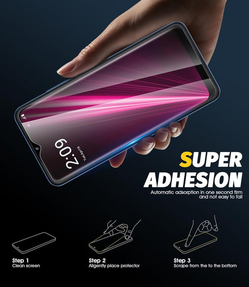 Orzero (4 Pack) Compatible for T-Mobile REVVL 6x 5G / REVVL 6 5G Tempered Glass Screen Protector, Protector De Pantalla 2.5D Arc Edges 9H HD Bubbl...