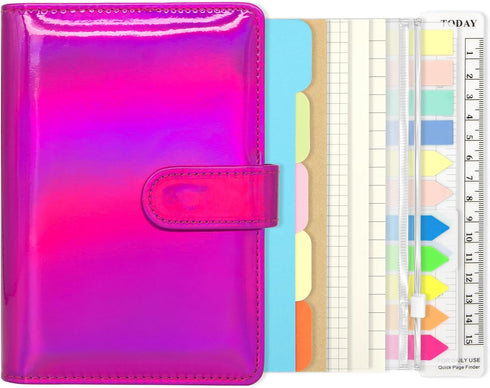 6 Ring Binder Journal with 4 Different Paper Styles, 2 Sets of Labels and 5 Paper Dividers, 5 PP Zipper Bags, 1 Ruler, Aesthetic & Fashionable Sta...