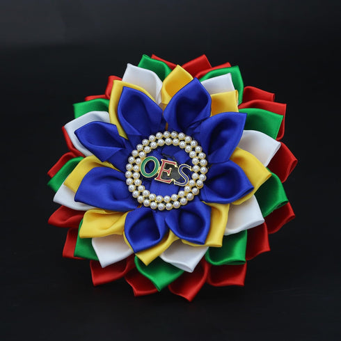 Order of The Eastern Star Brooch Pin for Women OES Brooch Pin Sorority OES Gift Greek Paraphernalia Jewelry Satin & Pearl 5.5" Flower Pin for Sist...