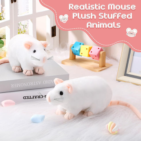 4 Pcs Stuffed Rat Animal Plush Rat Realistic Mouse Plush Fake Rat Toys 7 Inch Soft Cuddly Mouse Plushies for Birthday Party Favor Animal Scary Par...