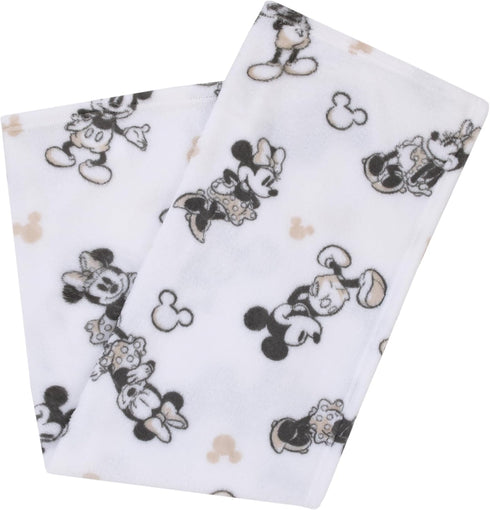Disney Mickey and Minnie Mouse Black and White Super Soft Baby Blanket...