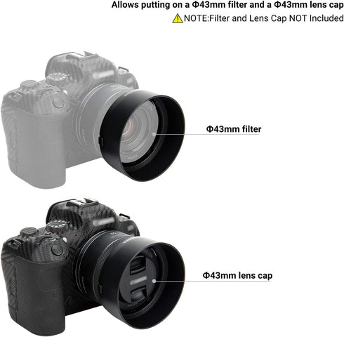 Lens Hood for Canon RF 50mm F1.8 STM on EOS R6 R5 RP R Camera, Reversible Lens Shade Replace Canon ES-65B Lens Hood, Compatible with 43mm Filters ...