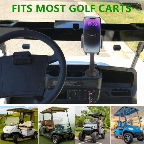 Golf Cart Phone Holder, Golf Cart Accessories Universal Cup Holder Phone Mount for All 4.7-6.8" Cell Phones, Fit EZGO Club Car Yamaha...