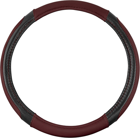 Motor Trend GripTech Sport Burgundy Steering Wheel Cover - Enhanced Traction and Comfort for Car, Truck, Van, SUV - 15 inch, Two-Tone Design...