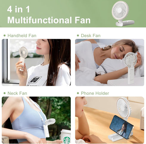Mini Handheld Fan, Powerful Handheld Fan, Small Battery Operated Fan with LED Display, 4 Speed Adjustable, Lightweight Rechargeable Fan for Stylis...