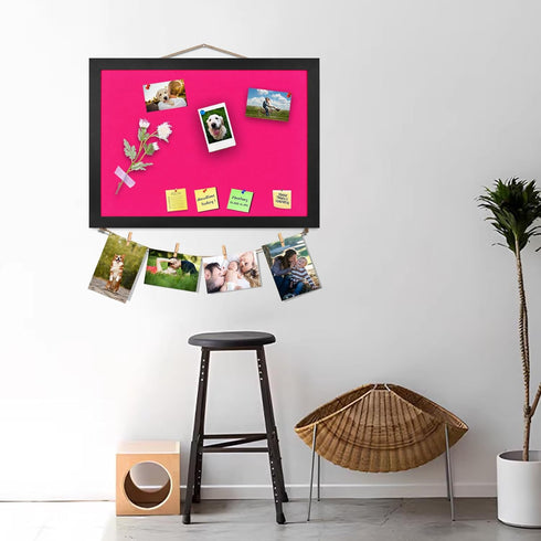 Pink Bulletin Boards Cork Board with Felt, 15"x11" Small Display Pin Board Vision Board for Walls, Jewelry, Notes, Collection, Photos, Office, Woo...