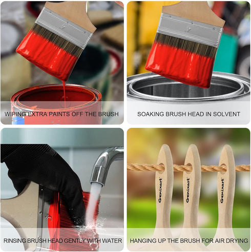Double Thick Chip Paint Brush, 4 inch / 100mm Stain Brushes for Painting Walls and Fence Staining, Wooden Handle Masonry Paintbrush for Varnish, P...