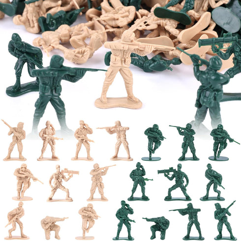 Shindel 100PCS Army Men Toy Soldiers, Plastic Army Men Playset Green Yellow Soldier Figures 10 Poses for Boys Birthday Gift...