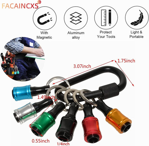 Bit Holder 1/4 inch Hex Shank Screwdriver Bits Holder Extension Bar Keychain Screw Adapter Drill Change Hand-held Screwdrivers Drill Bits Holder P...
