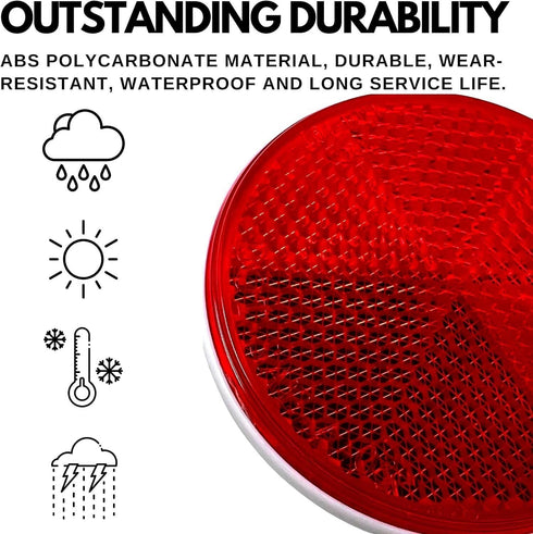 Qty 4 (2 Red/2 Amber) - 2" Inch Round Reflector Bike,Trailer, Truck, Boat, Mailbox, Construction, Signage, Warning with Super Strong Adhesive DOT/...