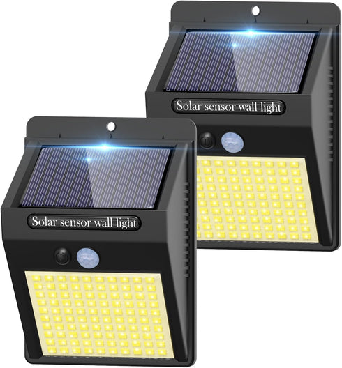 2 Pack Solar Motion Lights Outdoor, 3 Modes/100LED Solar Security Lights Wireless IP65 Waterproof Solar Wall Lights Outdoor Lights for Front Door,...