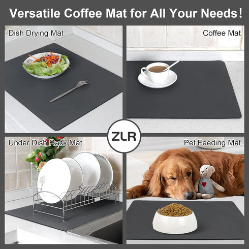 Coffee Mat - 12" x 20" Middle Kitchen Absorbent Mat for Countertop - Easy to Clean Coffee Bar Mat for Coffee Machine, Coffee Maker, Espresso Machi...
