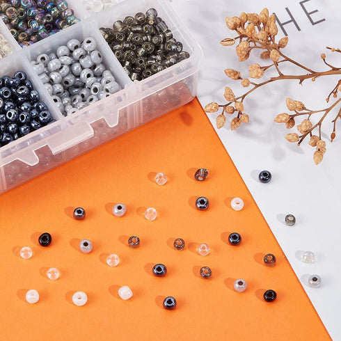 PH PandaHall 1840 Pcs 6/0 4mm 8 Colors Glass Seed Beads Lined Pony Bead Waist Beads Tiny Spacer Czech Beads for Earring Bracelet Necklace Key Chai...