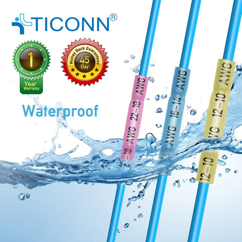 TICONN 200PCS Heat Shrink Butt Wire Connector Kit, Insulated Waterproof Electrical Wire Crimp Terminals Butt Splice for Marine Automotive (200PCS)...